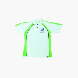 Boys Pe White T-Shirt With Green Side Cut Panel